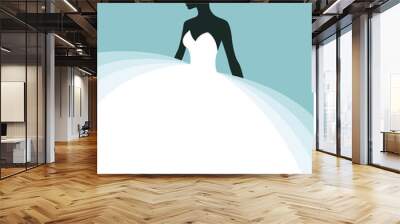 Beautiful woman in a wedding dress, invitation or flyer template Wall mural