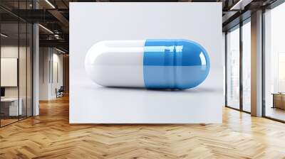 blue and white capsule pill on grey, pharmaceutical design, healthcare imagery, ideal for medical ad Wall mural