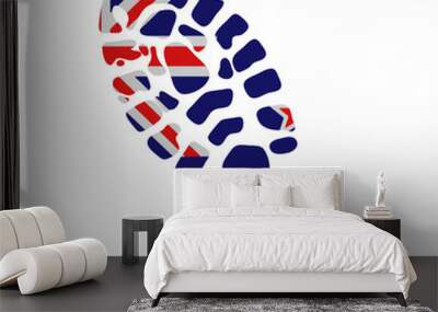 Boot print in colors of national flag on white background. New Zealand Wall mural