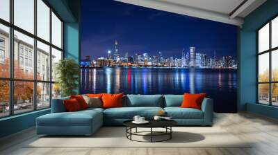 Chicago skyline at night. View on Michigan lake and downtown Chicago. Illinois. USA Wall mural