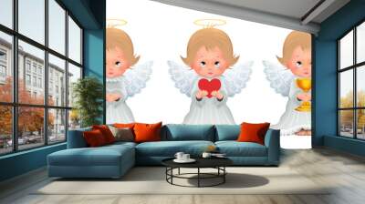 Cute baby angel clip art set on white background Wall mural