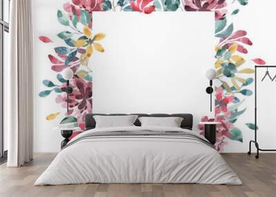 Blossoms collection. Watercolor flower and floral geometric frame #2 Wall mural