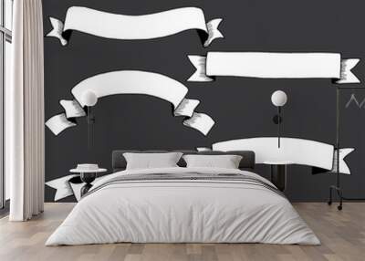 Hand drawn ribbon banners, classic universal elements  sketched kit isolated Wall mural