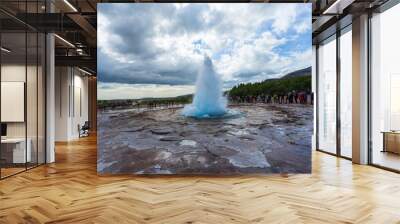 The geyser Strokkur in the Golden Circle in the south of Iceland Wall mural