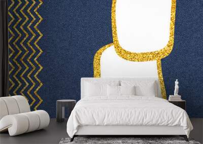 Indigo blue page with glitter zigzag and frame for 2 images. Classic and universal scrap- booking graphics Wall mural