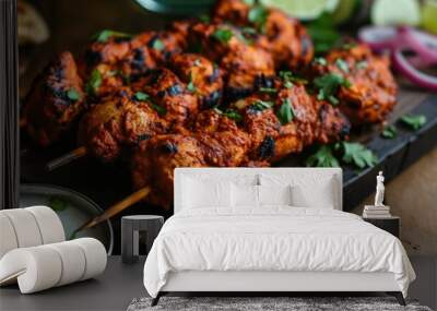 Chicken kebab North Indian cuisine Wall mural