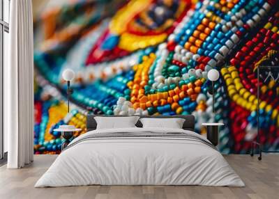 Close-up of colorful beaded pattern with various shades of beads. Indigenous Peoples Day Wall mural