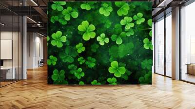 Full frame background of clover leaves. Nature and luck concept. Wall mural