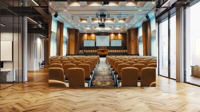 Modern Conference Hall Interior with Projector Screen Wall mural