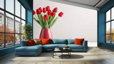 Vase with tulips on the table Wall mural