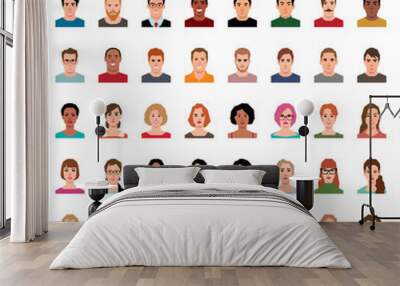 large vector set of avatars of men and women in a flat style Wall mural