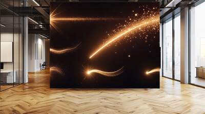 Light effect set. Glow transparent light effect set, lens flare, explosion, glitter, dust, line, sun flash, spark and stars, spotlight, curve twirl. Sunlight, abstract special effect. Wall mural