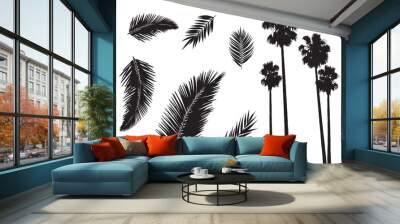 Palm tropic silhouettes. Clip art set on white background Wall mural