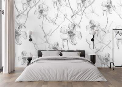 Grey seamless abstract floral pattern Wall mural