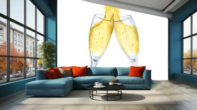 Two glasses with champagne clink glasses with a splash. New year. Vector. Isolated. Wall mural