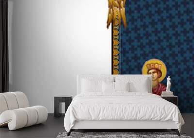 Religious decorative border with Saint Solomon. Illustration in Byzantine style isolated Wall mural