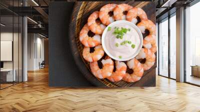 boiled prawns with sauce Wall mural