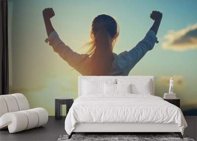 Strong woman, winning, success , and life goals concept. Wall mural