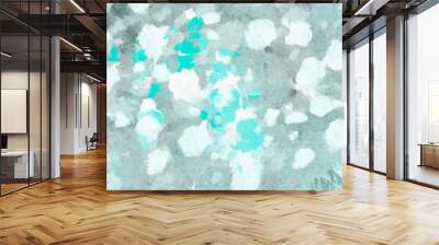 turquoise spots on a pastel blue background abstract watercolor Wall mural