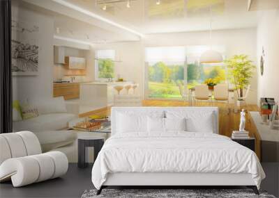 Beautiful interior of modern house Wall mural