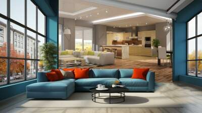 Modern house interior Wall mural