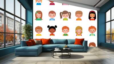 Vector illustration set of different avatars of boys and girls on a white background Wall mural