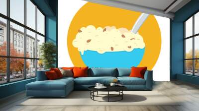 Vector illustration. Bowl of porridge isolated on background. Wall mural