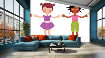 Vector large group of children isolated on white background Wall mural