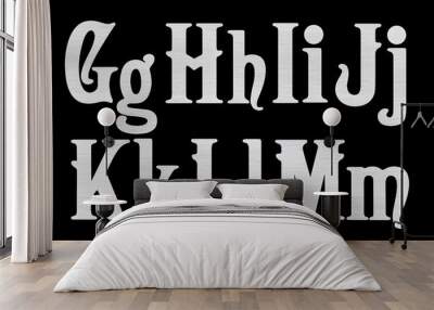 Western retro Latin alphabet. Wooden ABC isolated. Part 2 Wall mural