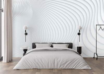 white abstract background with waves. creative architectural concept Wall mural