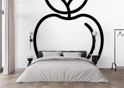 Apple Icon, Black and White, Fruit and Health Design Wall mural