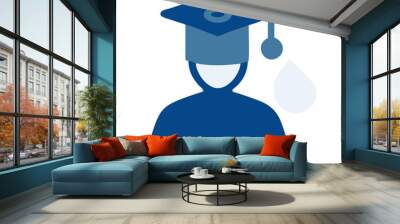 Flat design graduate icon, blue tones, education and achievement concept Wall mural