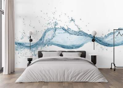 Gentle water splash in fluid motion on transparent background Wall mural