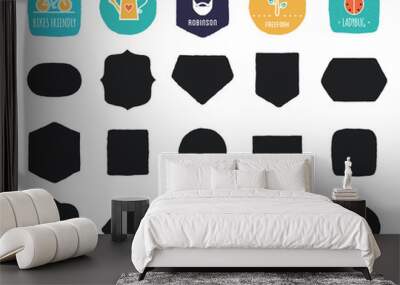 Hand Drawn Vintage Shapes and Frames with Rough Edges Wall mural