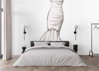 silhouette of a beautiful young girl in a wedding dress Wall mural