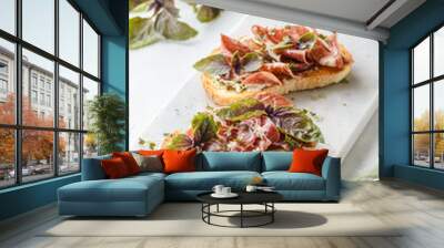 bruschetta with coppa and basil Wall mural