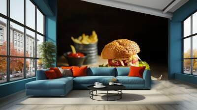 burger with vegetarian soy patty Wall mural