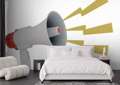 megaphone loudspeaker with thunderbolts out of it isolated Wall mural