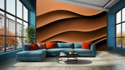 Brown Abstract Image With Smooth, Flowing Curves & Lines Forming A Complex Wavy Pattern, Artistic Interpretation Of Waves Or Fluid Dynamics, Modern & Minimalistic Aesthetic Wall mural