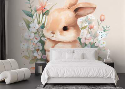 cartoon easter bunny. generative ai Wall mural