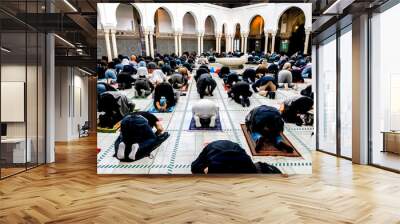 First friday prayer at the Paris Great Mosque after COVID-19 lockdown. Paris, France. Wall mural