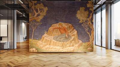 Mosaic in the All-Nations Basilica at the foot of Mount of olives : Jesus's agony in Ghetsemani Wall mural