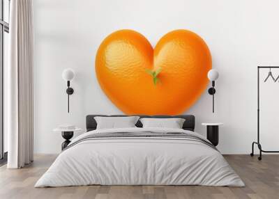 Orange heart isolated on background, flat lay, vecor illustration Wall mural