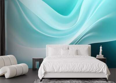 Pastel tone electric turquoise white gradient defocused abstract photo smooth lines pantone color background Wall mural