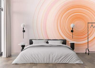 Peach thin concentric rings or circles fading out background wallpaper banner flat lay top view from  Wall mural