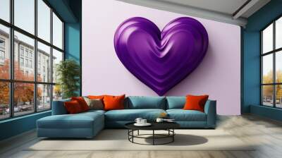 Purple heart isolated on background, flat lay, vecor illustration Wall mural