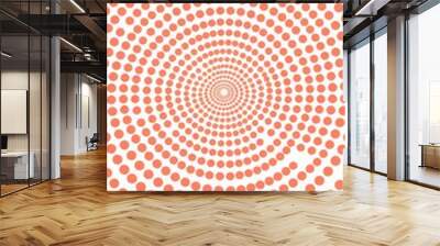 Repeating minimalist halftone pattern with small coral circles arranged in a grid Wall mural