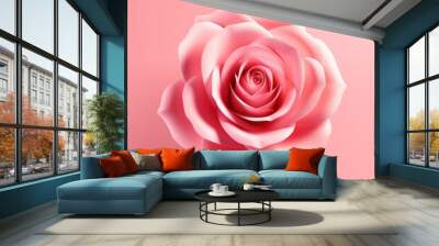 Rose heart isolated on background, flat lay Wall mural