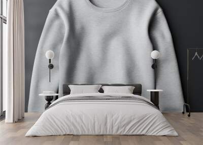 Silver blank sweater without folds flat lay isolated on gray modern seamless background Wall mural