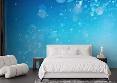 Sky Blue banner dark bokeh particles glitter awards dust gradient abstract background. Futuristic glittering in space on sky blue background blank empty Wall mural